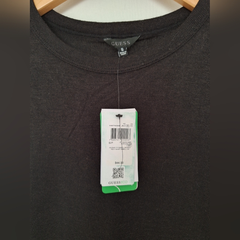 NWT Guess Easy Fit Embellishment Tee EcoVero Small - Picture 3 of 8